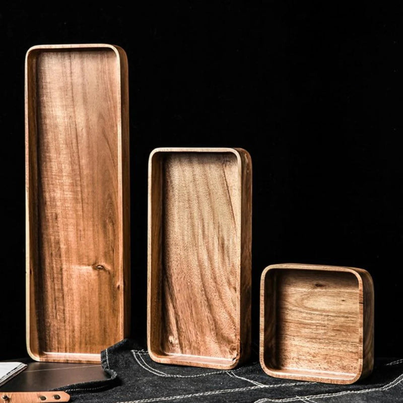Acacia Wood Serving Trays – Sleek & Sturdy Wooden Trays 4