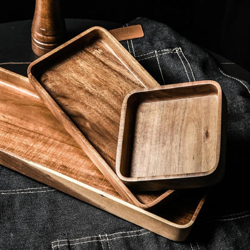 Acacia Wood Serving Trays – Sleek & Sturdy Wooden Trays 5
