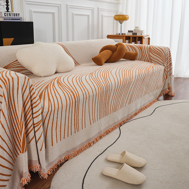 Chenille Sofa Cover Orange