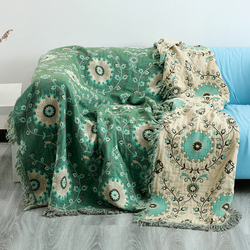 Cotton Yarn Sofa Cover Green