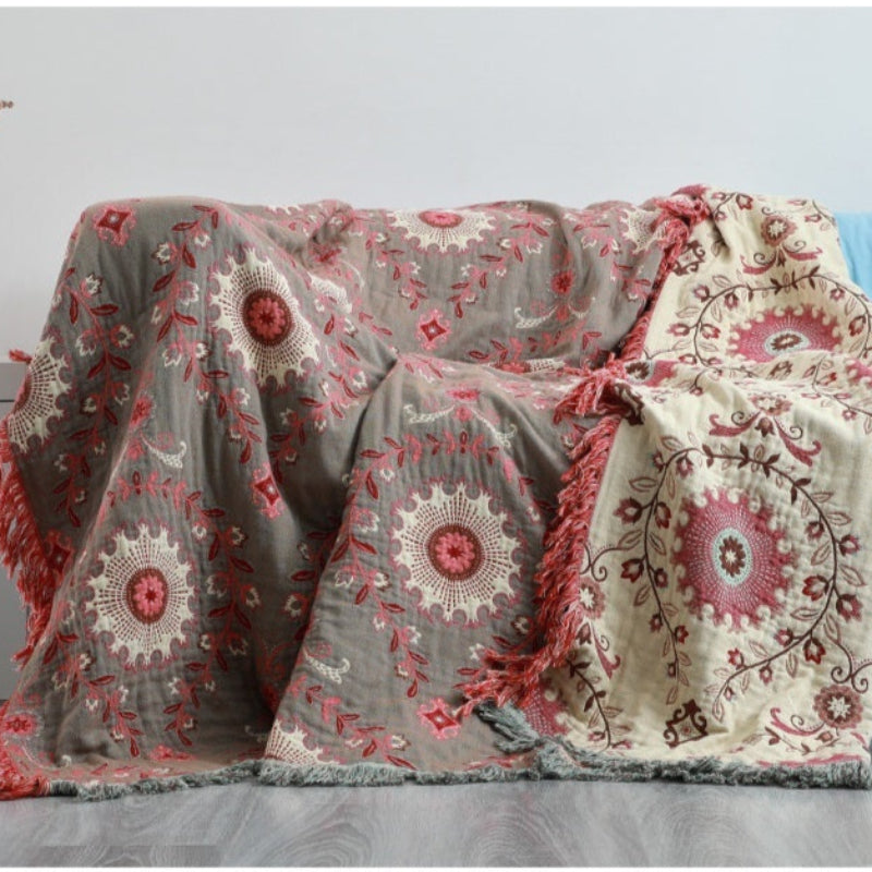 Cotton Yarn Sofa Cover Red
