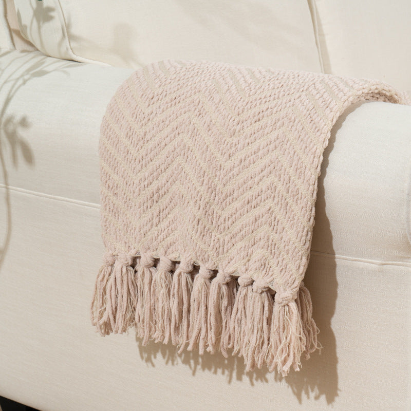 Herringbone Throw Blanket Beige