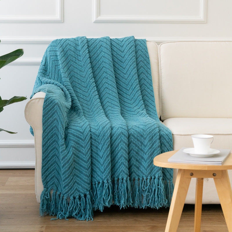Herringbone Throw Blanket Blue
