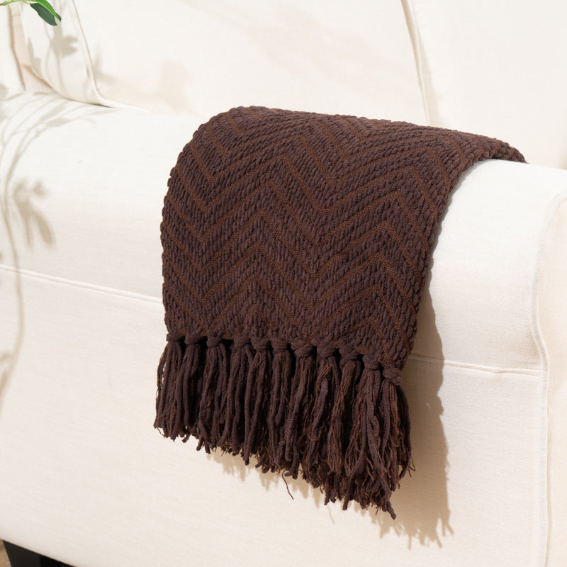 Herringbone Throw Blanket Brown