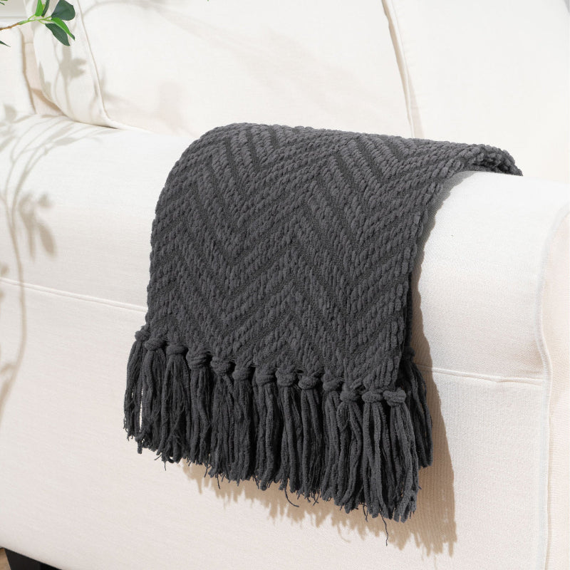Herringbone Throw Blanket Gray