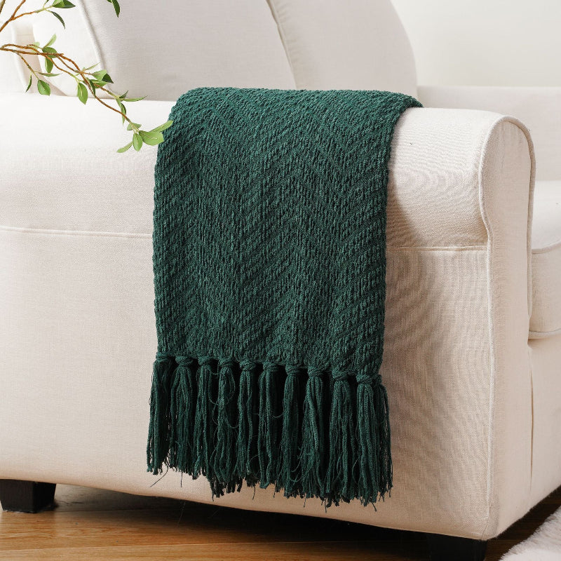 Herringbone Throw Blanket Green