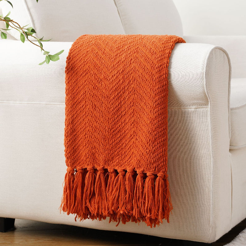 Herringbone Throw Blanket Orange