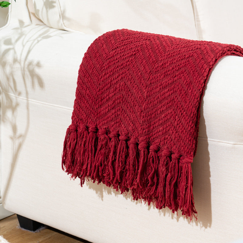 Herringbone Throw Blanket Red