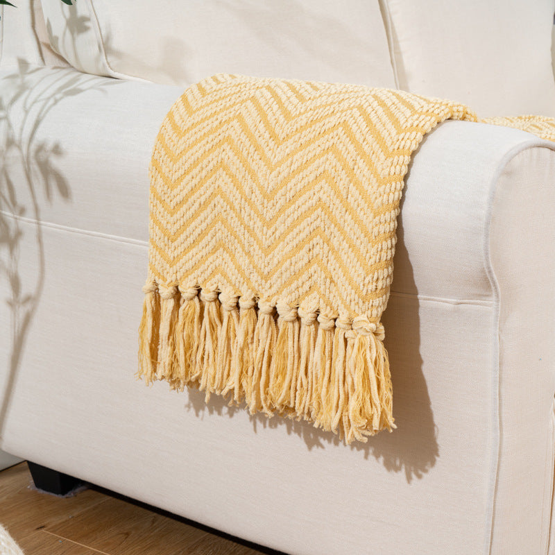 Herringbone Throw Blanket Yellow
