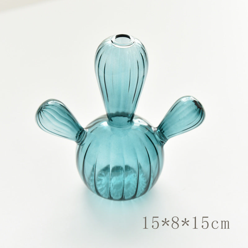 Mini Cactus Vase – Modern Glass Bud Vases Blue A