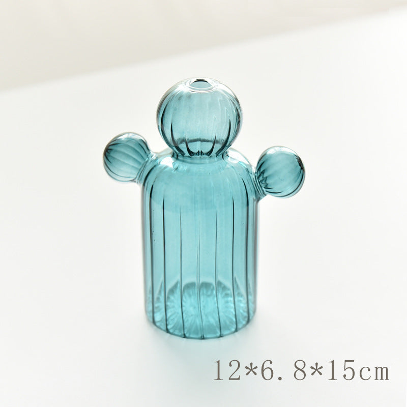 Mini Cactus Vase – Modern Glass Bud Vases Blue B