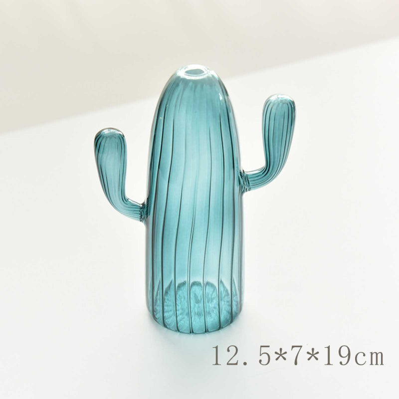 Mini Cactus Vase – Modern Glass Bud Vases Blue C