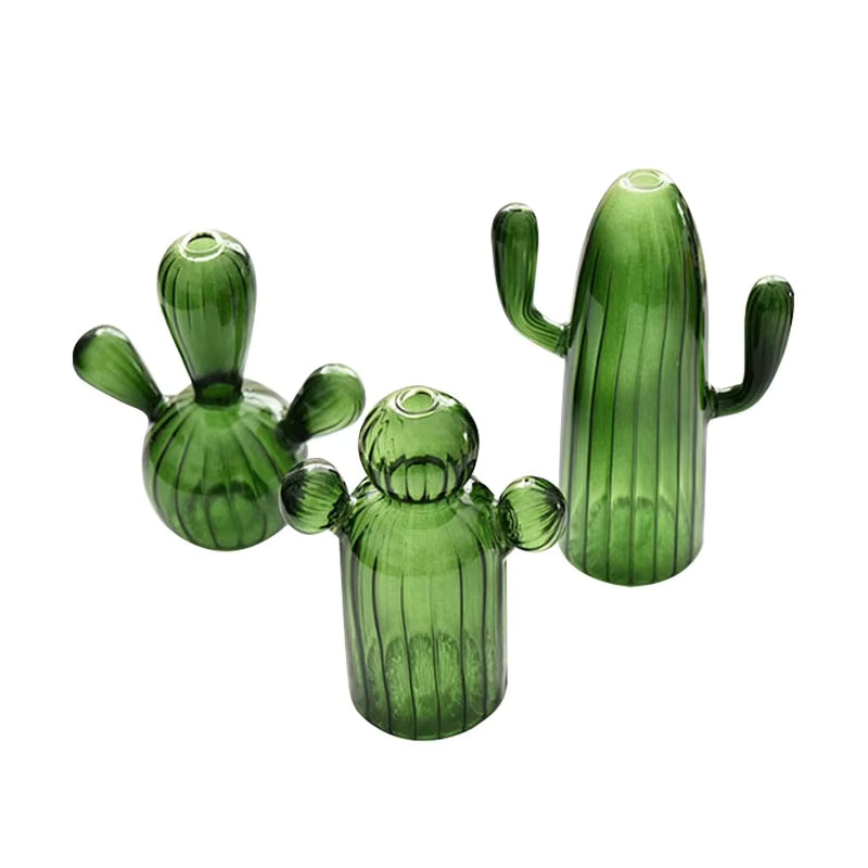 Mini Cactus Vase – Modern Glass Bud Vases Green 2