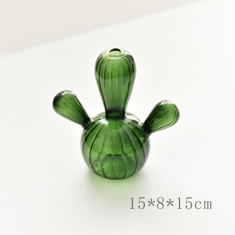 Mini Cactus Vase – Modern Glass Bud Vases Green A