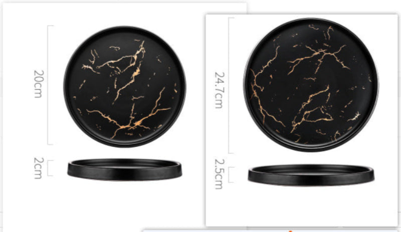 Nordic Style Dinner Plates – Luxury Ceramic Dinner Plates Set Black