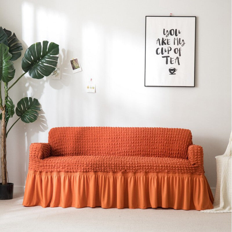Soft Ruffled Sofa Cover Orange