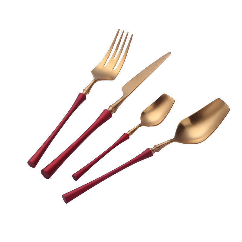 8 Piece Contemporary Cutlery Sets – Stainless Steel Cutlery Set Red