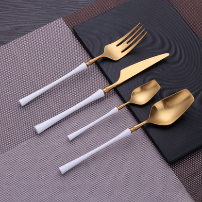 8 Piece Contemporary Cutlery Sets – Stainless Steel Cutlery Set White