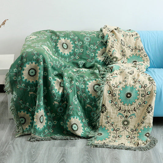 Cotton Yarn Sofa Cover Green
