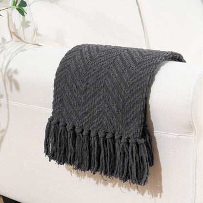 Herringbone Throw Blanket Gray