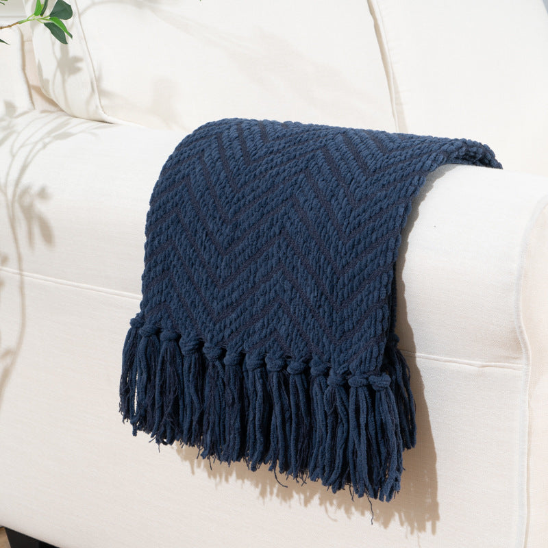 Herringbone Throw Blanket Navy
