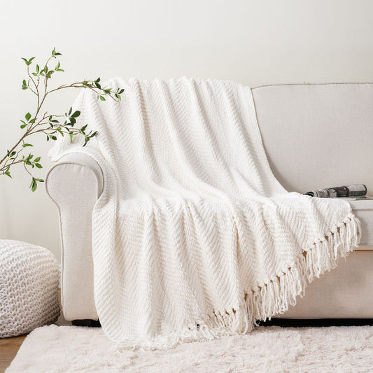 Herringbone Throw Blanket White