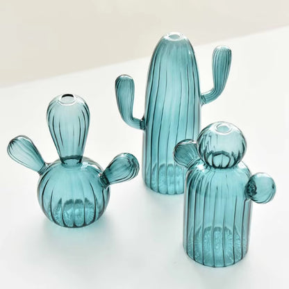Mini Cactus Vase – Modern Glass Bud Vases Blue 2