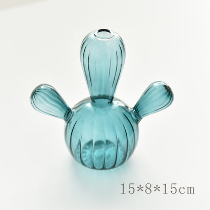 Mini Cactus Vase – Modern Glass Bud Vases  Blue A
