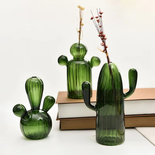 Mini Cactus Vase – Modern Glass Bud Vases Green 1