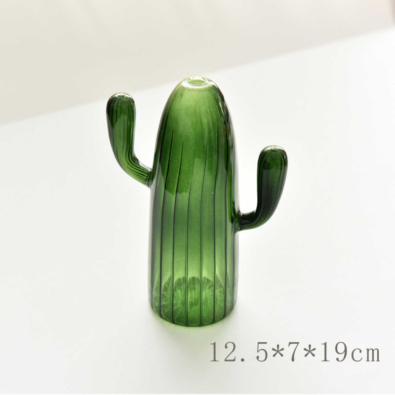 Mini Cactus Vase – Modern Glass Bud Vases Green C