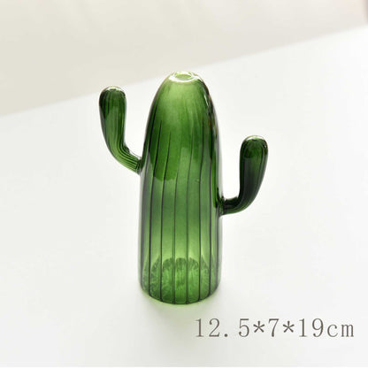 Mini Cactus Vase – Modern Glass Bud Vases Green C