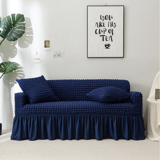 Soft Ruffled Sofa Cover Navy