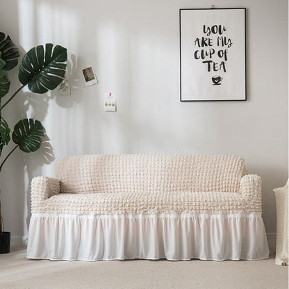 Soft Ruffled Sofa Cover White